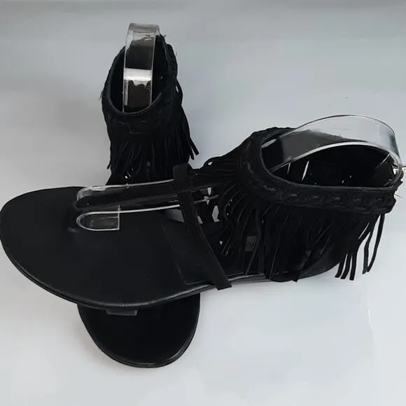 Diane Von Furstenberg DVF Paloma Suede Fringe Sandals Size 6