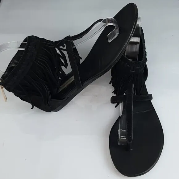 Diane Von Furstenberg DVF Paloma Suede Fringe Sandals Size 6