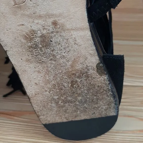 Diane Von Furstenberg DVF Paloma Suede Fringe Sandals Size 6
