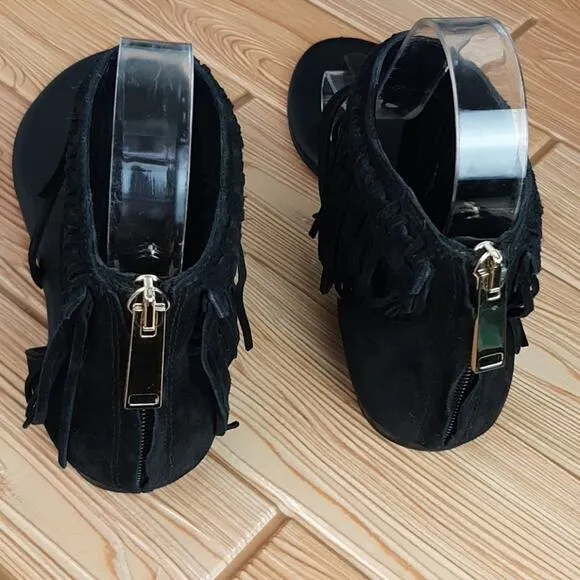 Diane Von Furstenberg DVF Paloma Suede Fringe Sandals Size 6