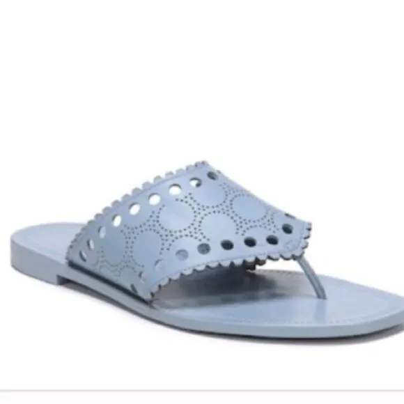 Diane Von Furstenberg Womens Blue 7.5 Leather Sandals Shoes