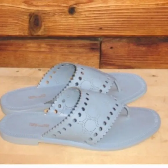 Diane Von Furstenberg Womens Blue 7.5 Leather Sandals Shoes