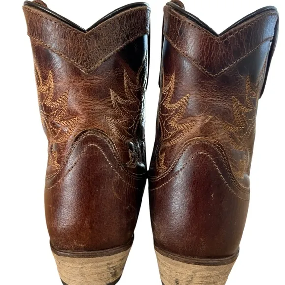 Dingo Brown Embroidered‎ Leather Cowboy Boots Mens 8.5