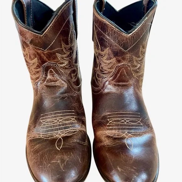 Dingo Brown Embroidered‎ Leather Cowboy Boots Mens 8.5