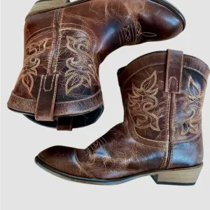 Dingo Brown Embroidered‎ Leather Cowboy Boots Mens 8.5