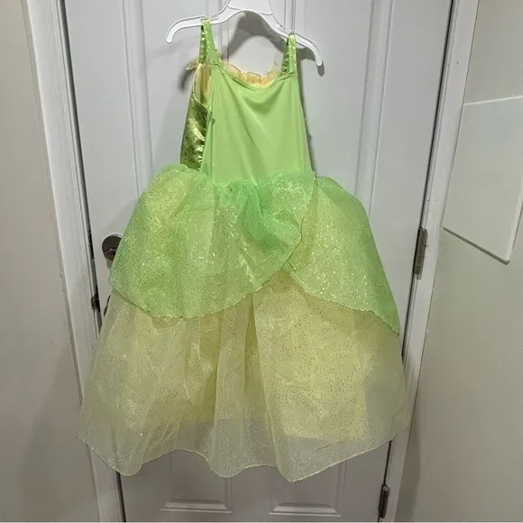 DISNEY STORE Princess Tiana Costume with shoes and crown- Size 5/6