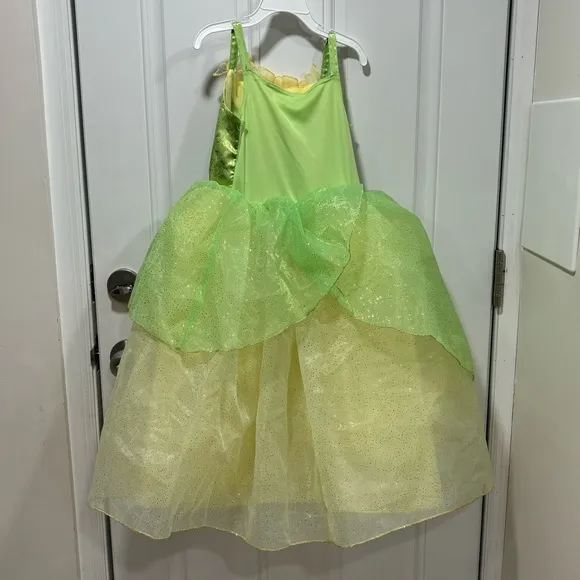 DISNEY STORE Princess Tiana Costume with shoes and crown- Size 5/6