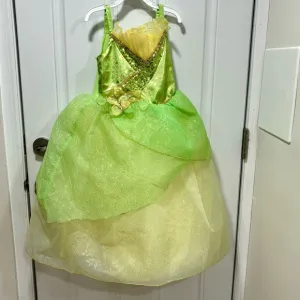DISNEY STORE Princess Tiana Costume with shoes and crown- Size 5/6
