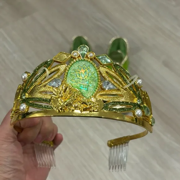 DISNEY STORE Princess Tiana Costume with shoes and crown- Size 5/6