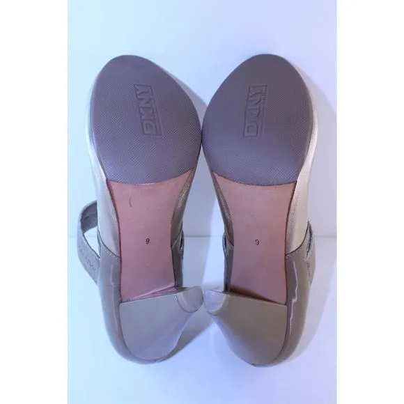 DKNY Wynona Gold &amp; Beige Leather Mary Jane Heels 9