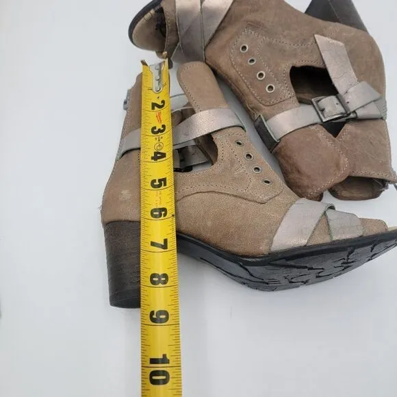 Dkode Booties Heeled Brown Tan Buckle Boots Zip Up EU 37 US 6.5 Boot Shoes Heels