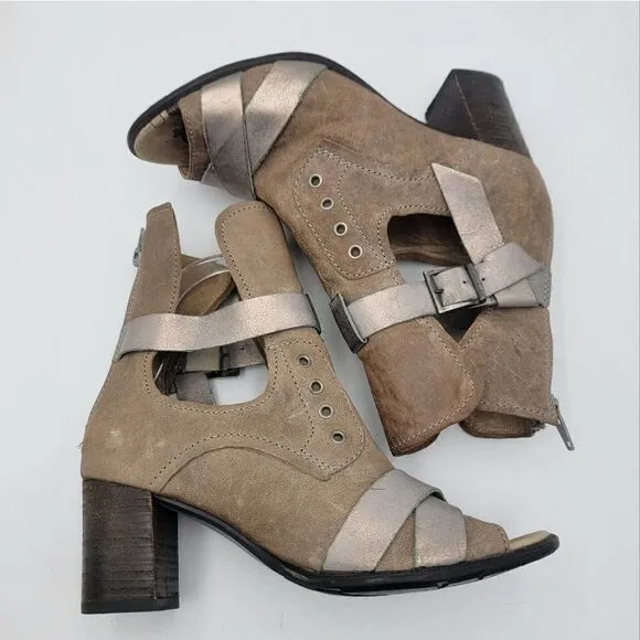 Dkode Booties Heeled Brown Tan Buckle Boots Zip Up EU 37 US 6.5 Boot Shoes Heels