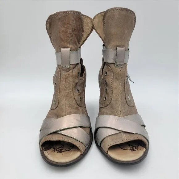 Dkode Booties Heeled Brown Tan Buckle Boots Zip Up EU 37 US 6.5 Boot Shoes Heels