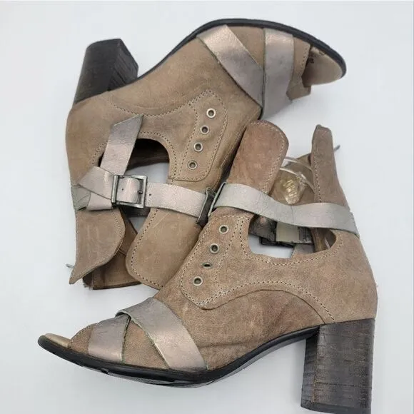 Dkode Booties Heeled Brown Tan Buckle Boots Zip Up EU 37 US 6.5 Boot Shoes Heels