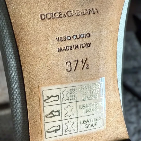 DOLCE &amp; GABANNA Canvas and Embossed Leather Lizard Ballet Flats • Size 37 EU