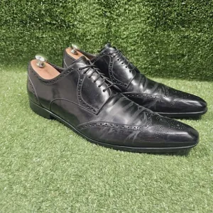 Dolce &amp; Gabbana Black Leather Wingtip Brouge Dress Shoes Italy Mens Size 10