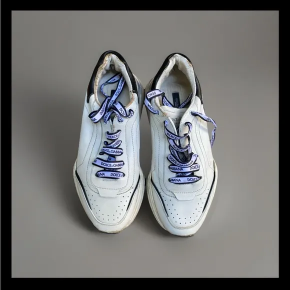 Dolce &amp; Gabbana White Leather Daymaster 7.5 Preowned Sneakers Italy Authentic