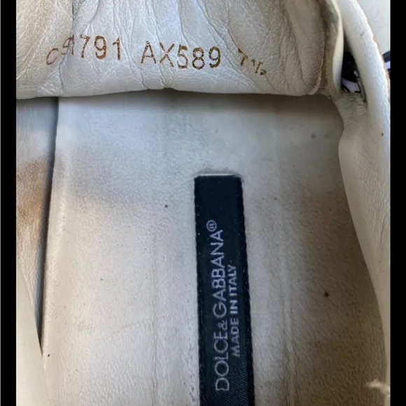 Dolce &amp; Gabbana White Leather Daymaster 7.5 Preowned Sneakers Italy Authentic