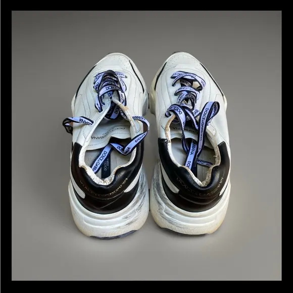 Dolce &amp; Gabbana White Leather Daymaster 7.5 Preowned Sneakers Italy Authentic