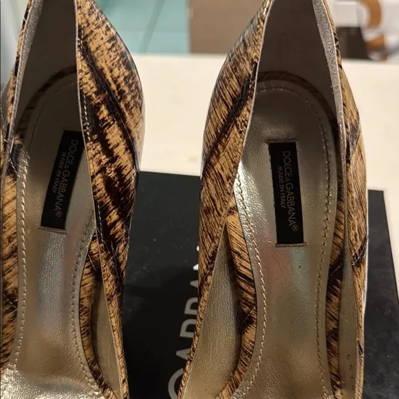 🪩Dolce &amp; Gabbana Women's Brown Peep Toe Heels