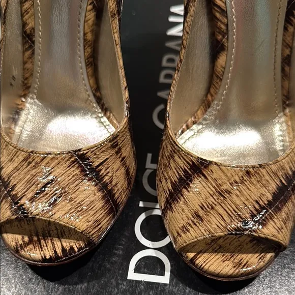 🪩Dolce &amp; Gabbana Women's Brown Peep Toe Heels