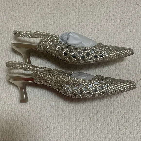 Dolce Vita Olympa Light Gold Metallic Stella Slingback Heels Size 8 New