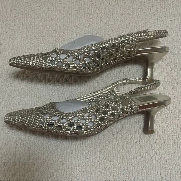Dolce Vita Olympa Light Gold Metallic Stella Slingback Heels Size 8 New