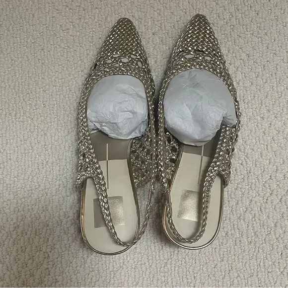 Dolce Vita Olympa Light Gold Metallic Stella Slingback Heels Size 8 New
