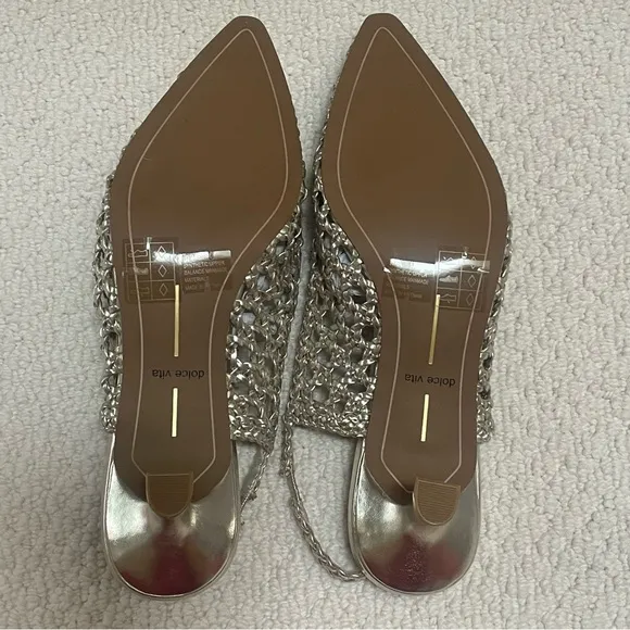 Dolce Vita Olympa Light Gold Metallic Stella Slingback Heels Size 8 New