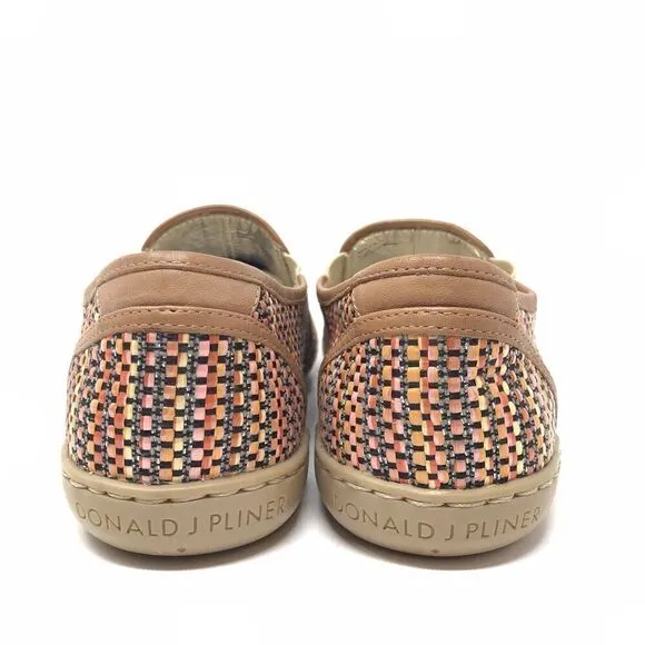 Donald Pliner Maya Shoes Women's 6.5 Brown Colorful Raffia Woven Loafer Flats