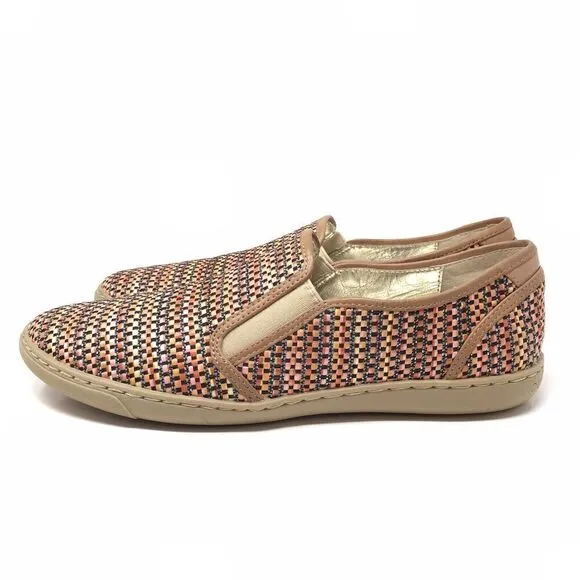 Donald Pliner Maya Shoes Women's 6.5 Brown Colorful Raffia Woven Loafer Flats