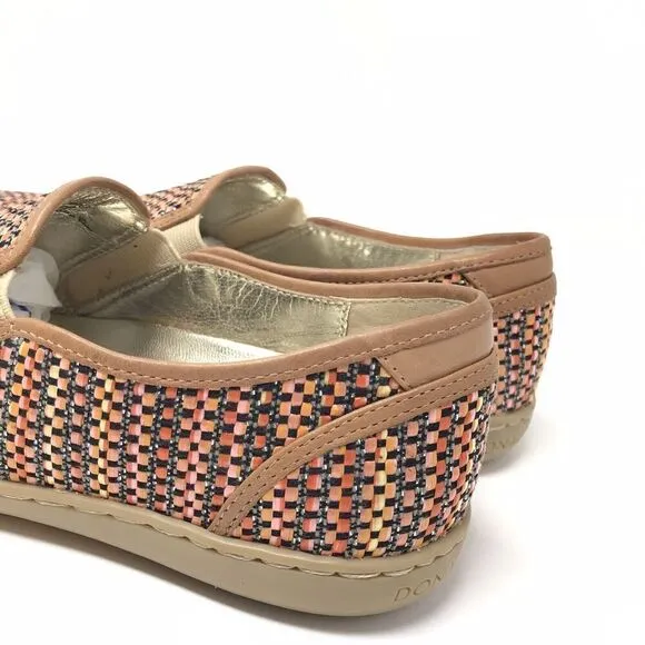 Donald Pliner Maya Shoes Women's 6.5 Brown Colorful Raffia Woven Loafer Flats