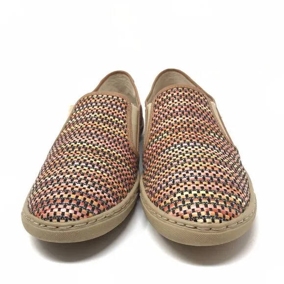 Donald Pliner Maya Shoes Women's 6.5 Brown Colorful Raffia Woven Loafer Flats