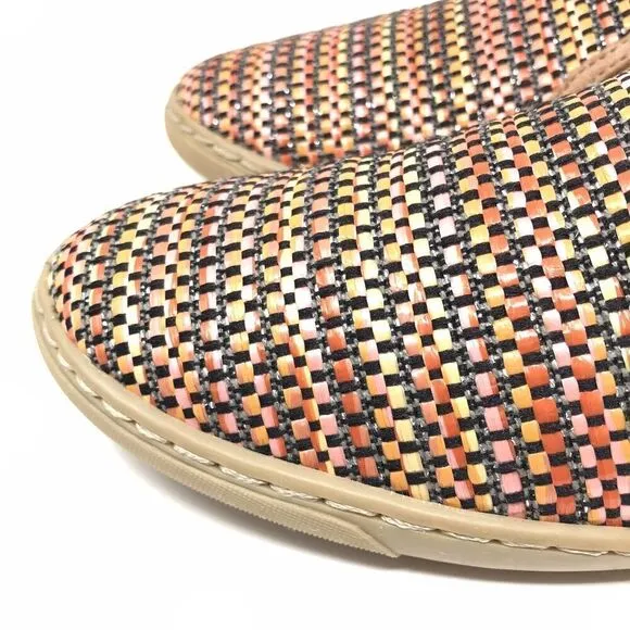 Donald Pliner Maya Shoes Women's 6.5 Brown Colorful Raffia Woven Loafer Flats