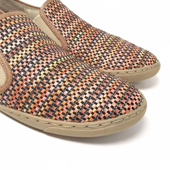 Donald Pliner Maya Shoes Women's 6.5 Brown Colorful Raffia Woven Loafer Flats