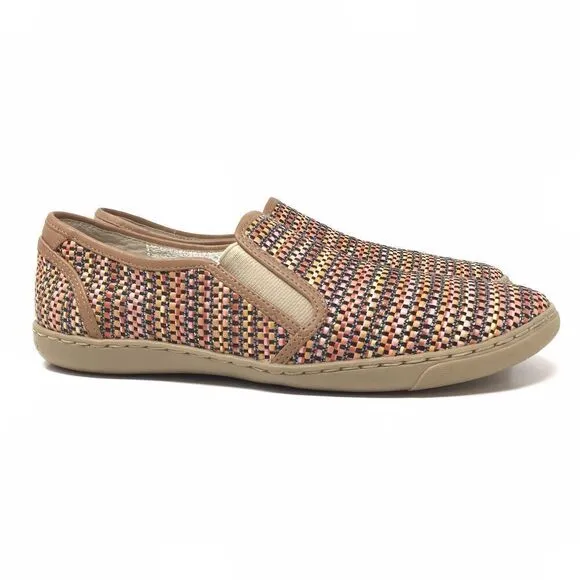 Donald Pliner Maya Shoes Women's 6.5 Brown Colorful Raffia Woven Loafer Flats