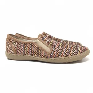 Donald Pliner Maya Shoes Women's 6.5 Brown Colorful Raffia Woven Loafer Flats