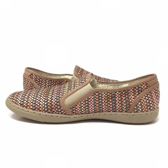 Donald Pliner Maya Shoes Women's 6.5 Brown Colorful Raffia Woven Loafer Flats