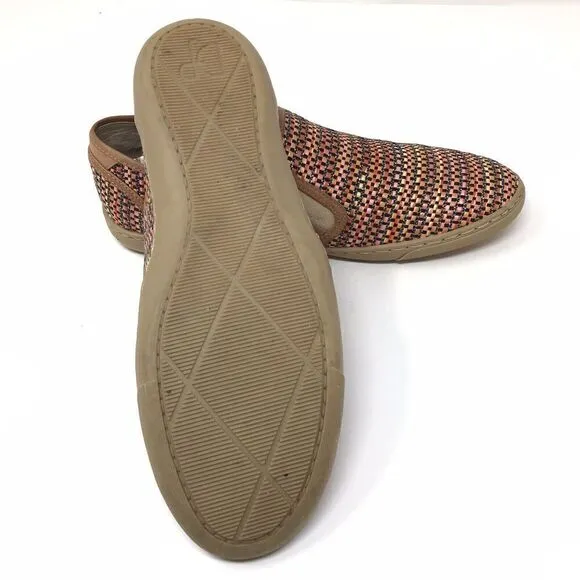 Donald Pliner Maya Shoes Women's 6.5 Brown Colorful Raffia Woven Loafer Flats