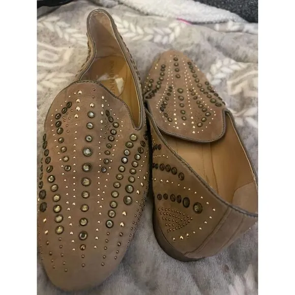 Donald pliner size 9 studded crystal loafers/flats/shoes totim