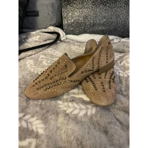 Donald pliner size 9 studded crystal loafers/flats/shoes totim