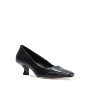 DONALD PLINER Womens Black Snake Cristine Slip On Leather Pumps Shoes 9