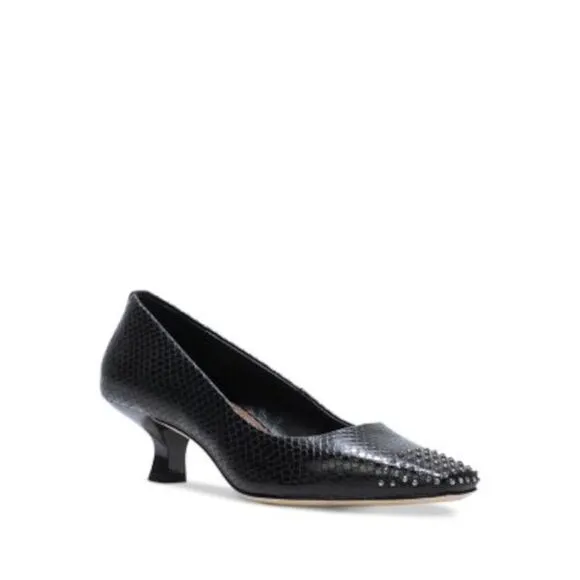DONALD PLINER Womens Black Snake Cristine Slip On Leather Pumps Shoes 9