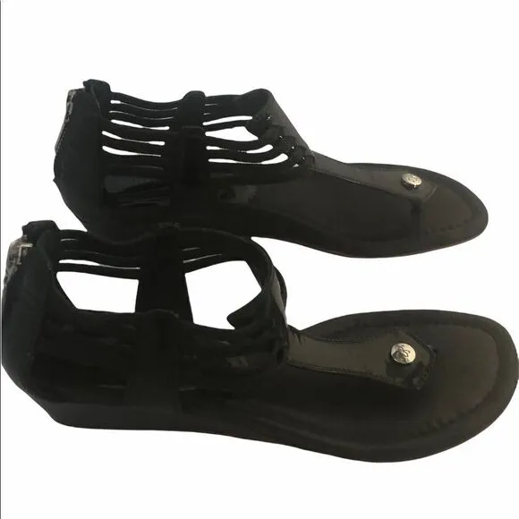 Donald Pliner Black Patent Leather Wedge Sandals Size 7.5