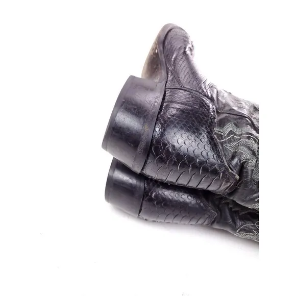 DPP3037 Dan Post Python Snakeskin Cowboy Western Boots Sz 8.5 EW Black