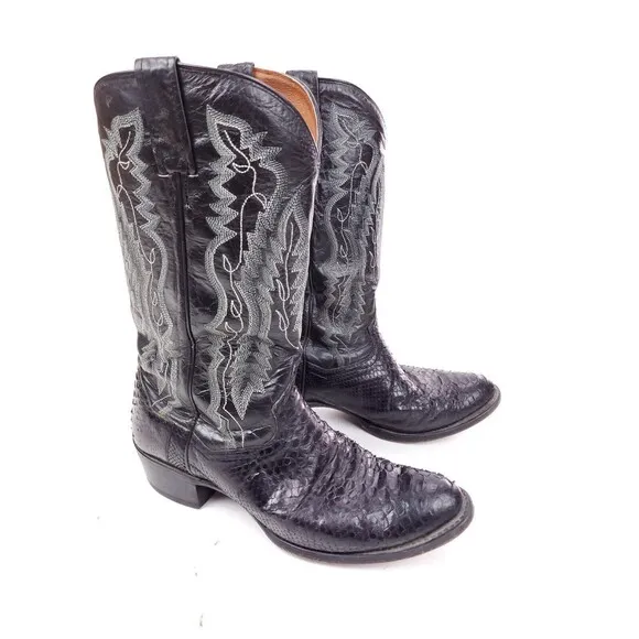 DPP3037 Dan Post Python Snakeskin Cowboy Western Boots Sz 8.5 EW Black