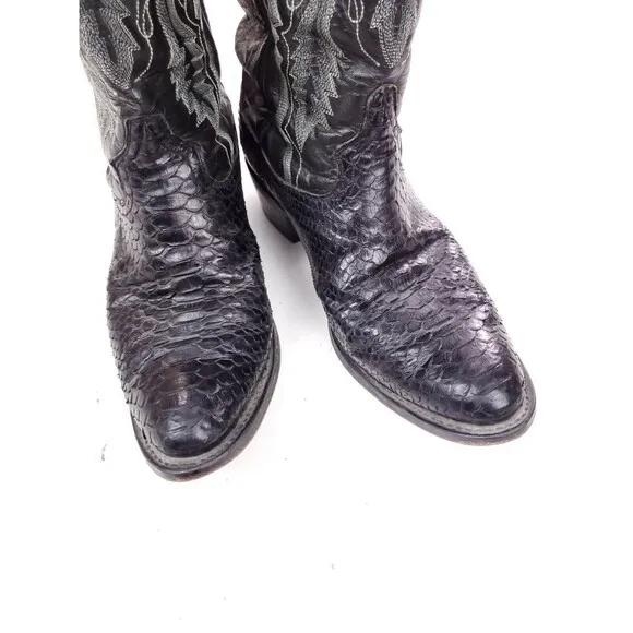 DPP3037 Dan Post Python Snakeskin Cowboy Western Boots Sz 8.5 EW Black