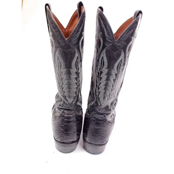 DPP3037 Dan Post Python Snakeskin Cowboy Western Boots Sz 8.5 EW Black