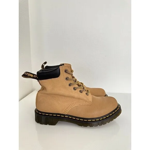 Dr Marten Greasy Suede 939 Tan Leather Boots 6-Eye Hike Women's US 9 EU 41 NEW