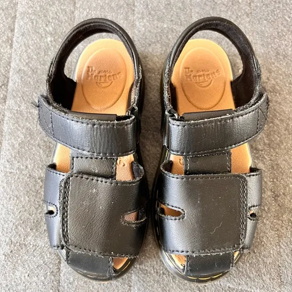 Dr. Martens Boys Sz 11 Toddler Black Moby II Leather Sandals